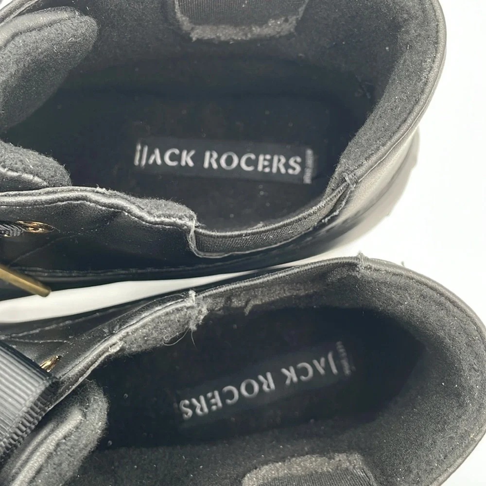 Jack‎ Rogers Black Ribbon Lace Up Rain Boots Duck Boots Rubber Booties - 6